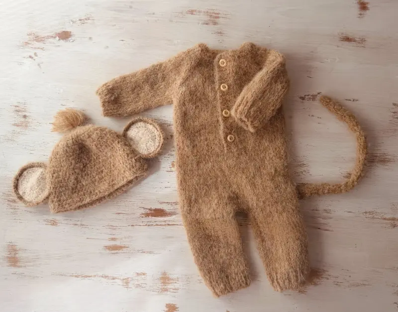 Handmade Monkey Banana Outfit Set - Newborn Photography Props - Image 4